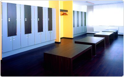 szafki basenowe HPL, szafki do przebieralni HPL, HPL, baseny, przebieralnie,  hale sportowe