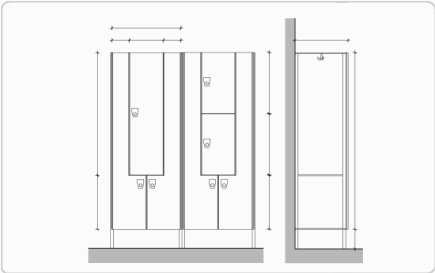 szafki basenowe HPL, szafki do przebieralni HPL, HPL, baseny przebieralnie, hale sportowe,