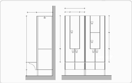 szafki basenowe HPL, szafki do przebieralni HPL, HPL, baseny przebieralnie, hale sportowe,